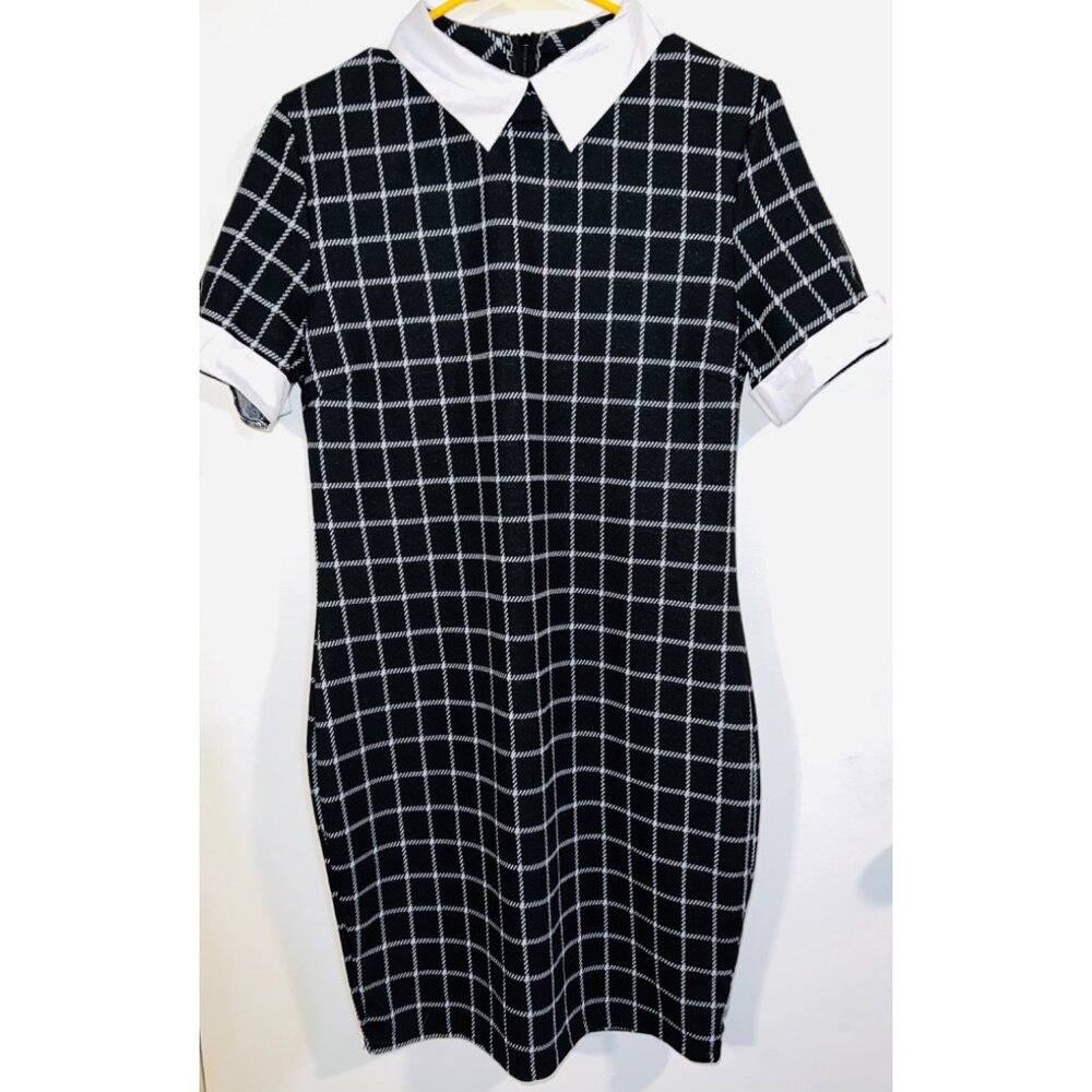 New Fashion Nova Any Day Of The Week Collared Dress Black Size L Back Zip